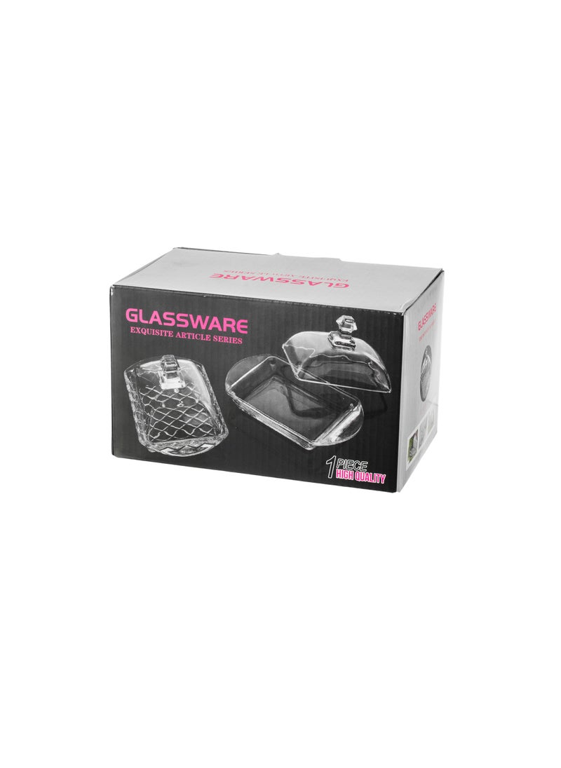 Glassware - Glass cake plate with base and glass lid 18*10 cm - Image 1