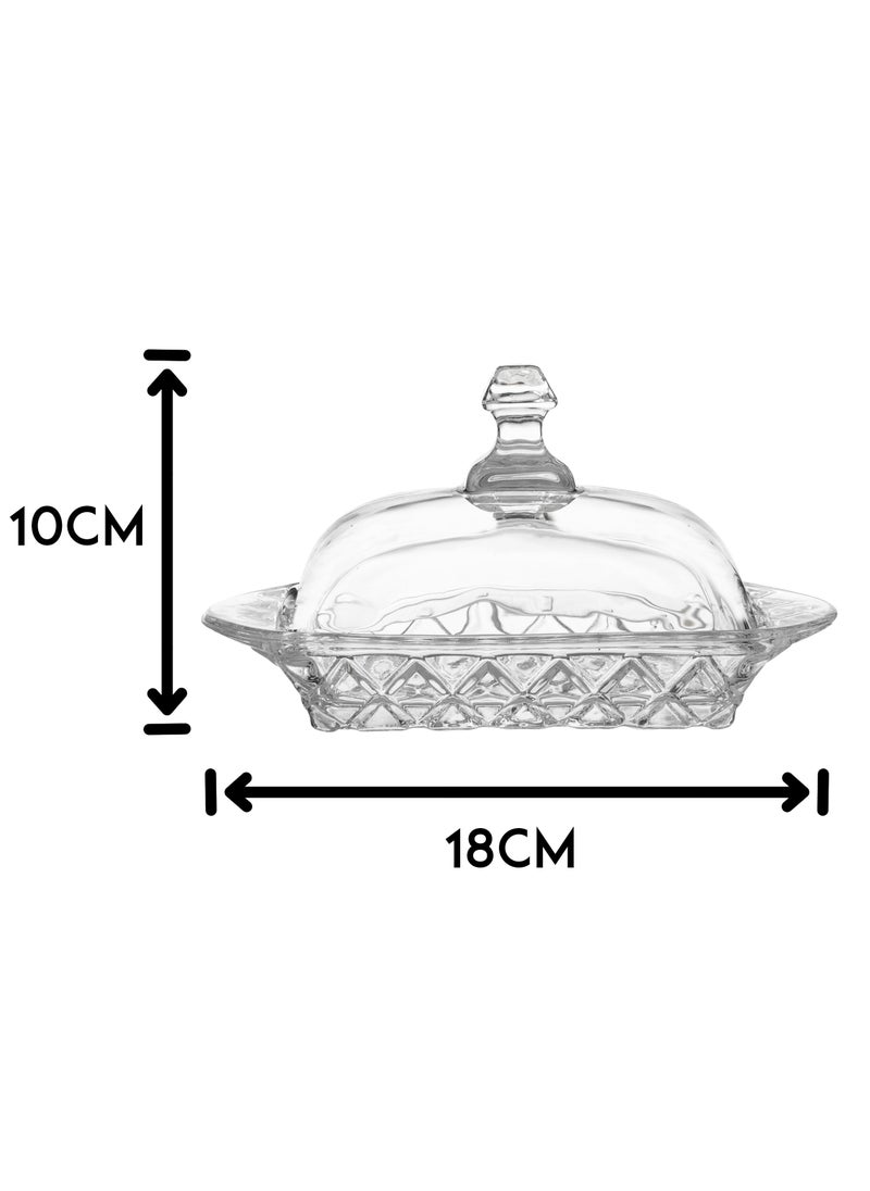 Glassware - Glass cake plate with base and glass lid 18*10 cm - Image 1