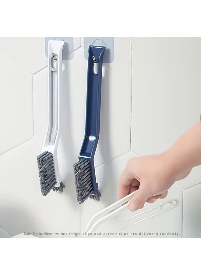 White V Shaped Gap Brush With Long Handle Hard Bristles For Bathroom Kitchen Tile Joints - Image 2