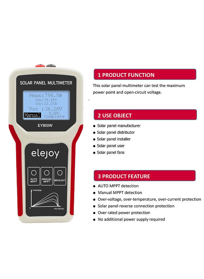 Generic Upgrades Handheld Portable Photovoltaic Panel Power Supplys Multimeter Auto Manual Detection with LCD Display Screen  - Image 5