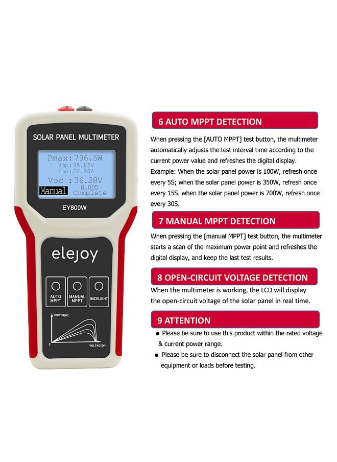 Generic Upgrades Handheld Portable Photovoltaic Panel Power Supplys Multimeter Auto Manual Detection with LCD Display Screen  - Image 4