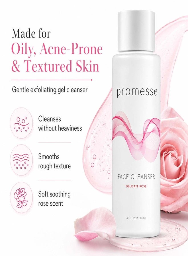 promesse Acne Control Facial Cleanser with Glycolic & Salicylic Acid, Gentle AHA/BHA Exfoliating Cleanser for Acne-Prone & Oily Skin, Rose Scented Hydrating Face Wash, 4 fl oz - Image 3