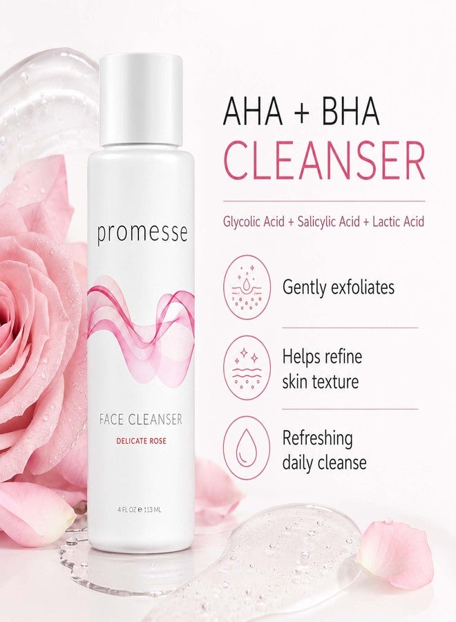 promesse Acne Control Facial Cleanser with Glycolic & Salicylic Acid, Gentle AHA/BHA Exfoliating Cleanser for Acne-Prone & Oily Skin, Rose Scented Hydrating Face Wash, 4 fl oz - Image 2