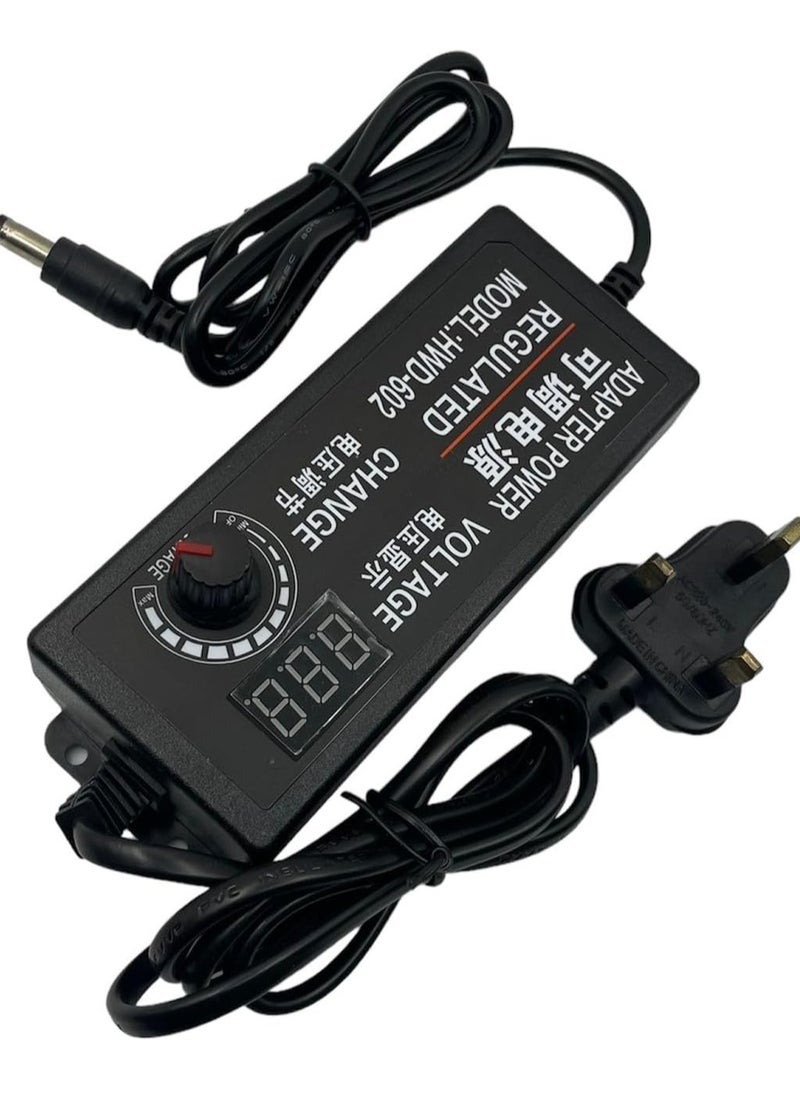 Lucky Sky - Lucky Sky Multi Universal Power Supply Adjustable DC 3V~12V 5A 15W-60W AC/DC Adapter 12V AC Adapter Multi-Voltage 100V~240V AC to DC Variable Power Converter DC Power Adapter with 10pcs Tips Plug. - Image 1
