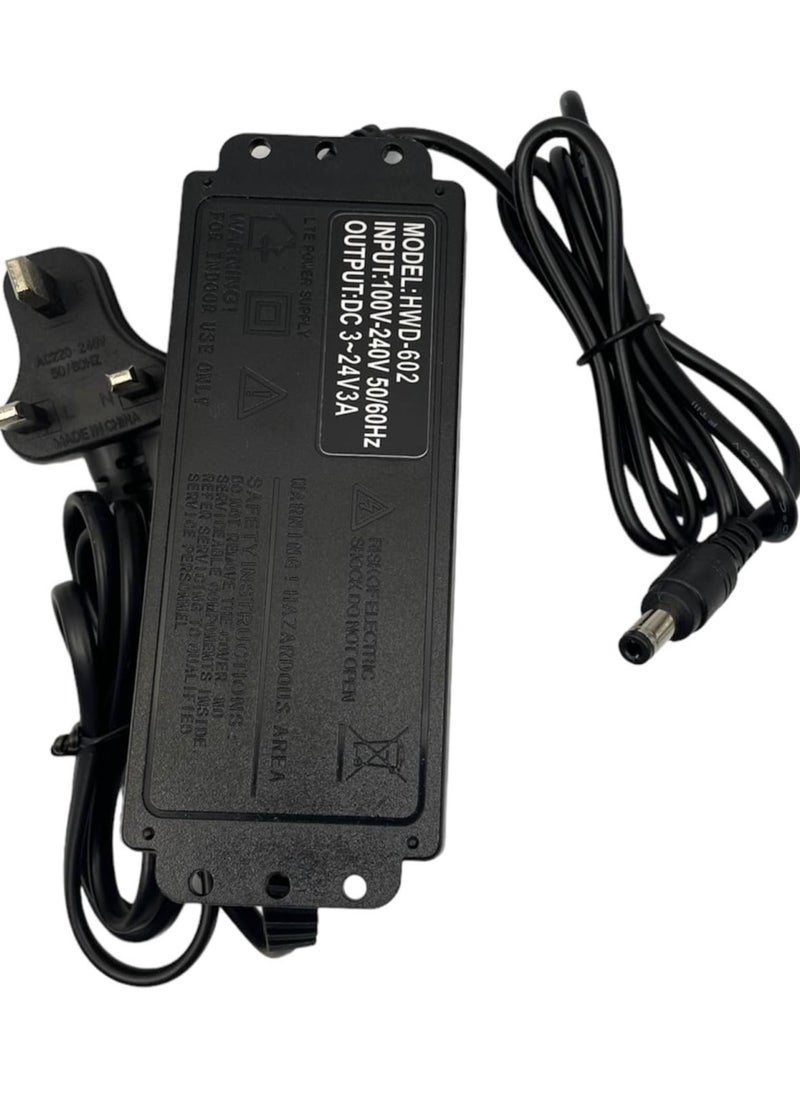 Lucky Sky - Lucky Sky Multi Universal Power Supply Adjustable DC 3V~12V 5A 15W-60W AC/DC Adapter 12V AC Adapter Multi-Voltage 100V~240V AC to DC Variable Power Converter DC Power Adapter with 10pcs Tips Plug. - Image 1
