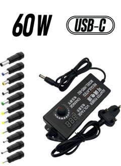 Lucky Sky Multi Universal Power Supply Adjustable DC 3V~12V 5A 15W-60W AC/DC Adapter 12V AC Adapter Multi-Voltage 100V~240V AC to DC Variable Power Converter DC Power Adapter with 10pcs Tips Plug.