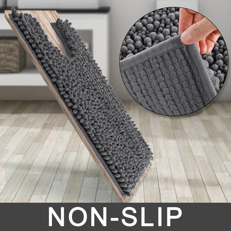 Yimobra Toilet Rug U Shaped Washable 24x20 Inch - Ultra Soft Absorbent Chenille Bath Rugs for Toilet, Quick Dry & Machine Washable, Non Slip Contour Bathroom Mat, Dark Gray - Image 4