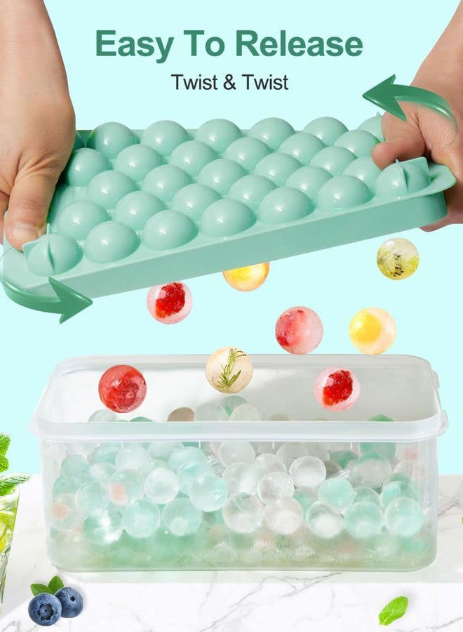 Weftnom Round Ice Cube Mold Creating 62 PCS 1.2 inch Balls Macha Green Tray with Bin Container for Kitchen, 2 Pack - Image 4