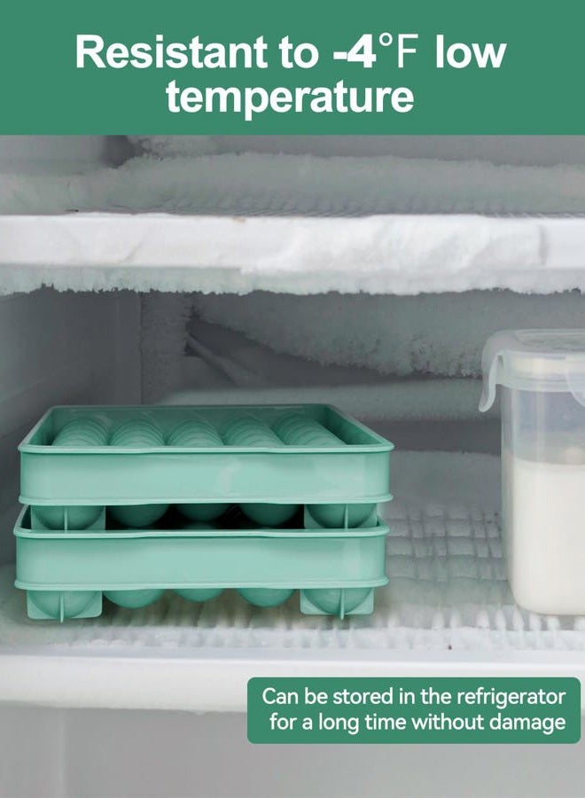 Weftnom Round Ice Cube Mold Creating 62 PCS 1.2 inch Balls Macha Green Tray with Bin Container for Kitchen, 2 Pack - Image 3