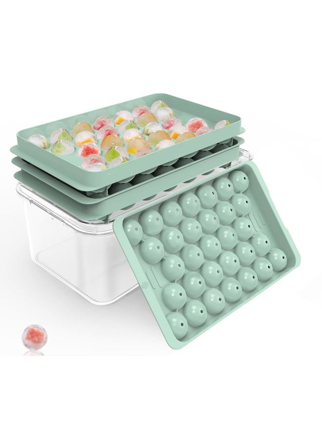 Weftnom Round Ice Cube Mold Creating 62 PCS 1.2 inch Balls Macha Green Tray with Bin Container for Kitchen, 2 Pack - Image 1