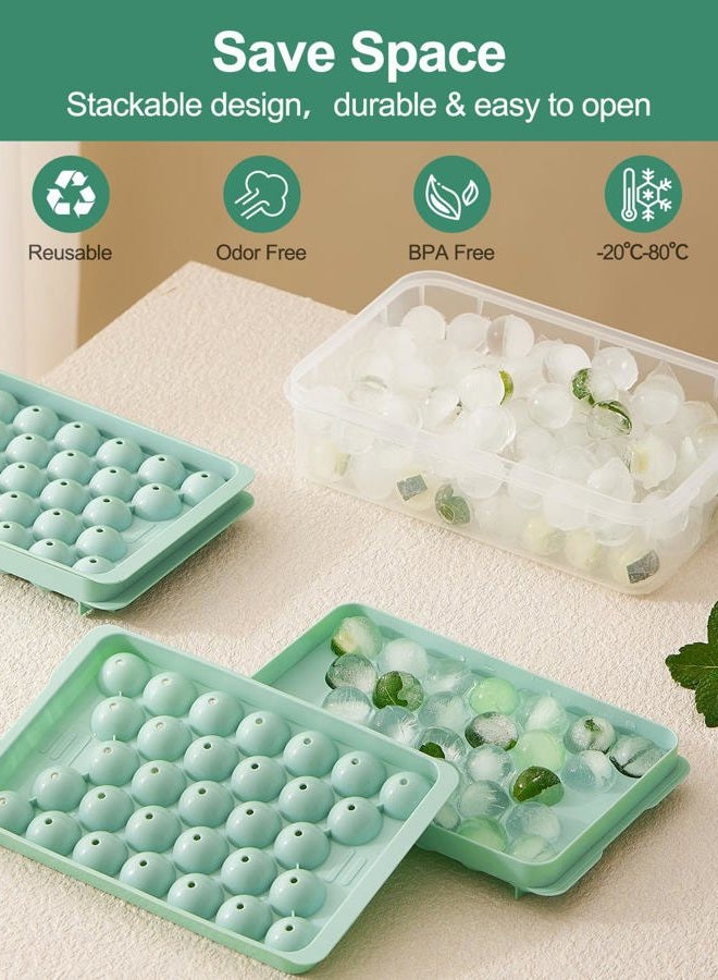 Weftnom Round Ice Cube Mold Creating 62 PCS 1.2 inch Balls Macha Green Tray with Bin Container for Kitchen, 2 Pack - Image 5