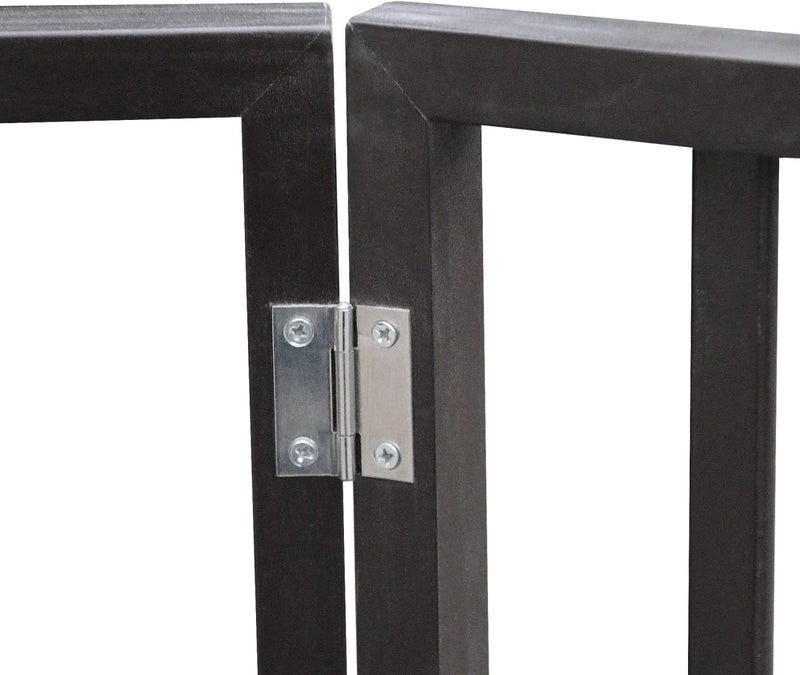Pet Gate Dog for Doorways, Stairs or House Freestanding, Folding, Brown, Arc Wooden Solid Wood Dark Brown CONVENIENTLY Folds Easy to Store Family-Friendly - Image 4