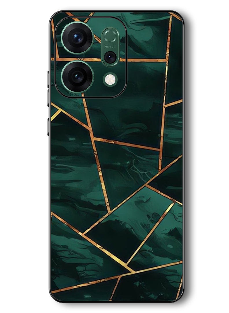 Theodor Case Compatible with Oppo Reno 14 6.59 Inch Protection Shockproof Bumper Cover Green Pattern - Image 1