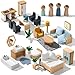 PairPear Wooden Toys Dollhouse Furniture PlaysetNatural Wood Pretend Play Furnitures with Family DollsDollhouse Accessories Toys Gift for Girls and Boys 3 Year and Up - Image 4