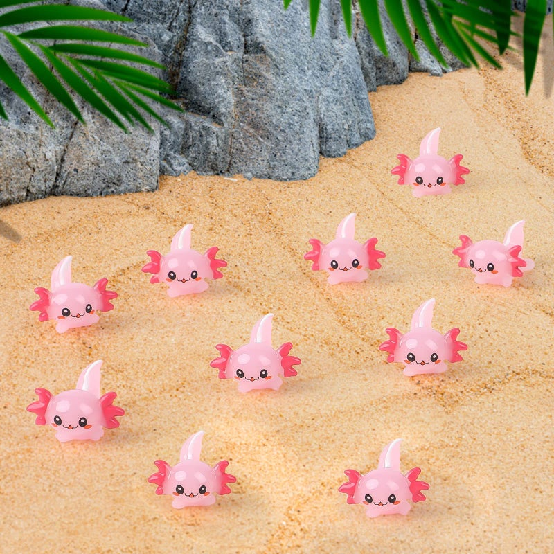 CCINEE 20 pcs Mini Resin Axolotl Slime Charm Axolotl Tiny Animal Figurine Miniature Figures Garden Landscape Aquarium Dollhouse Ornament Potted Plants Decor DIY Crafts for Christmas Birthday Party
