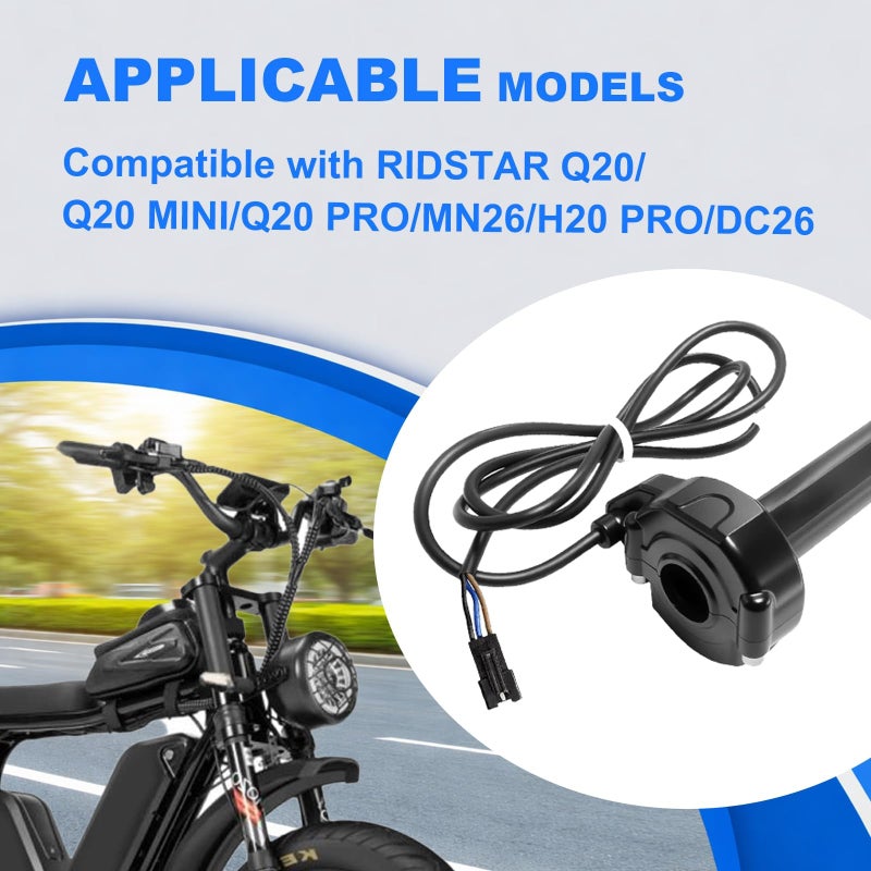 Hizoncore Ridstar Q20 Full Twist Throttle with Rolling Bearing, Ebike Throttle Grip Cable Kit Compatible with Ridstar Q20 Electric Dirt Bike (Ignition Switch) - Image 3