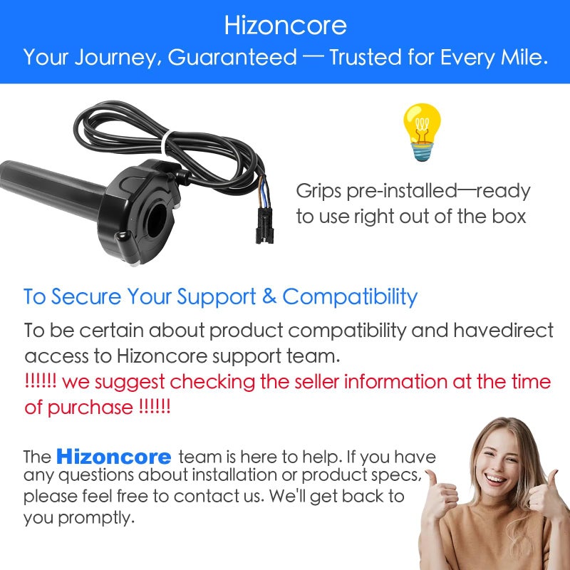 Hizoncore Ridstar Q20 Full Twist Throttle with Rolling Bearing, Ebike Throttle Grip Cable Kit Compatible with Ridstar Q20 Electric Dirt Bike (Ignition Switch) - Image 2