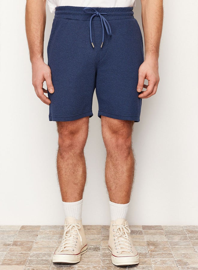 trendyol Navy Blue Regular/Normal Cut Basic Textured Plus Size Shorts & Bermudas - Image 2