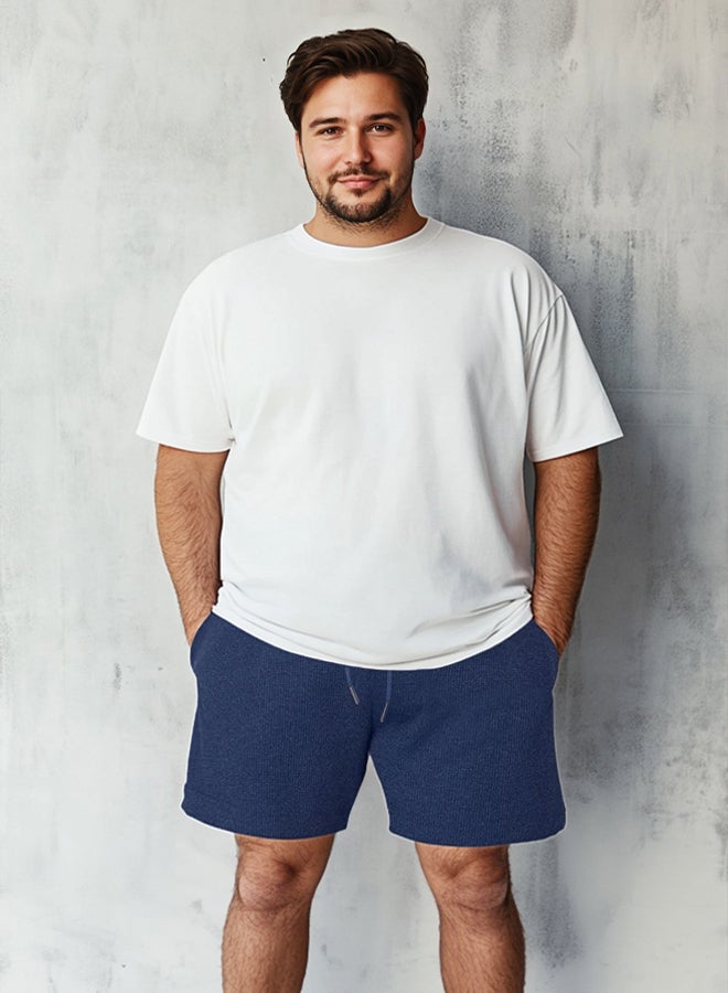 trendyol Navy Blue Regular/Normal Cut Basic Textured Plus Size Shorts & Bermudas - Image 1