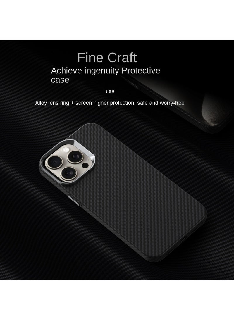 general Carbon Fiber Raised Case for iPhone 15ProMax/15Pro/15Plus/15, Magnetic Wireless Charging Case Upgraded Protection Design Metal Lens Phone Case - Image 5