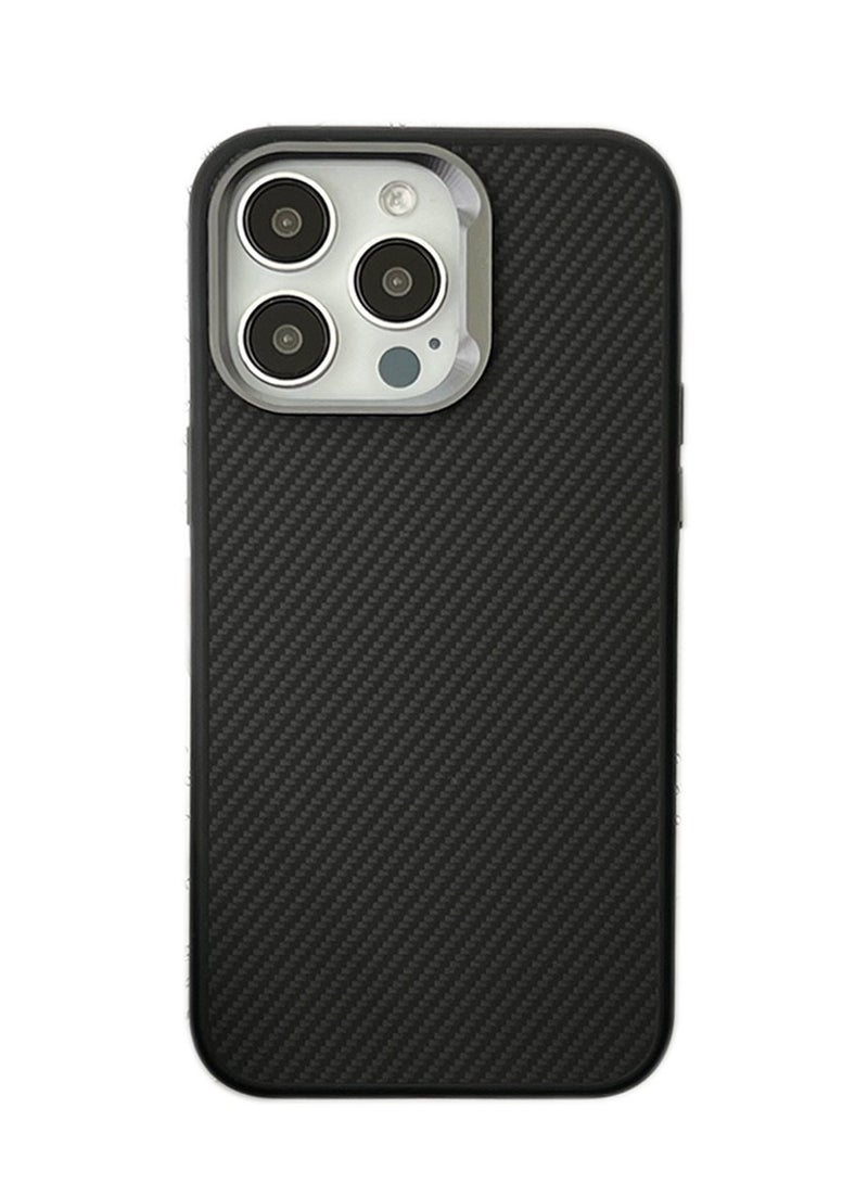 general Carbon Fiber Raised Case for iPhone 15ProMax/15Pro/15Plus/15, Magnetic Wireless Charging Case Upgraded Protection Design Metal Lens Phone Case - Image 1