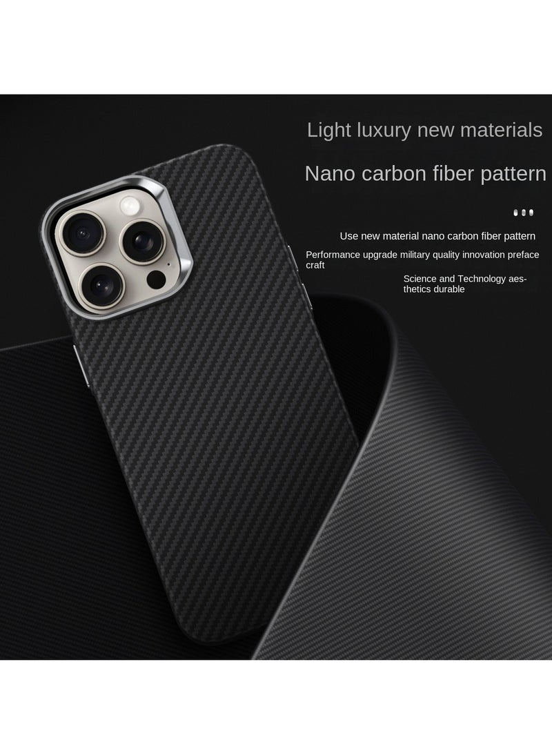 general Carbon Fiber Raised Case for iPhone 15ProMax/15Pro/15Plus/15, Magnetic Wireless Charging Case Upgraded Protection Design Metal Lens Phone Case - Image 4