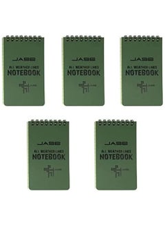 5 Packs All Weather Shower Waterproof Notebook, Pocket Size Tactical Notepad Top Spiral Memo Notes Green Grid Paper Eye Protection for Outdoor Activities Recording 3.2 x 5.5 in