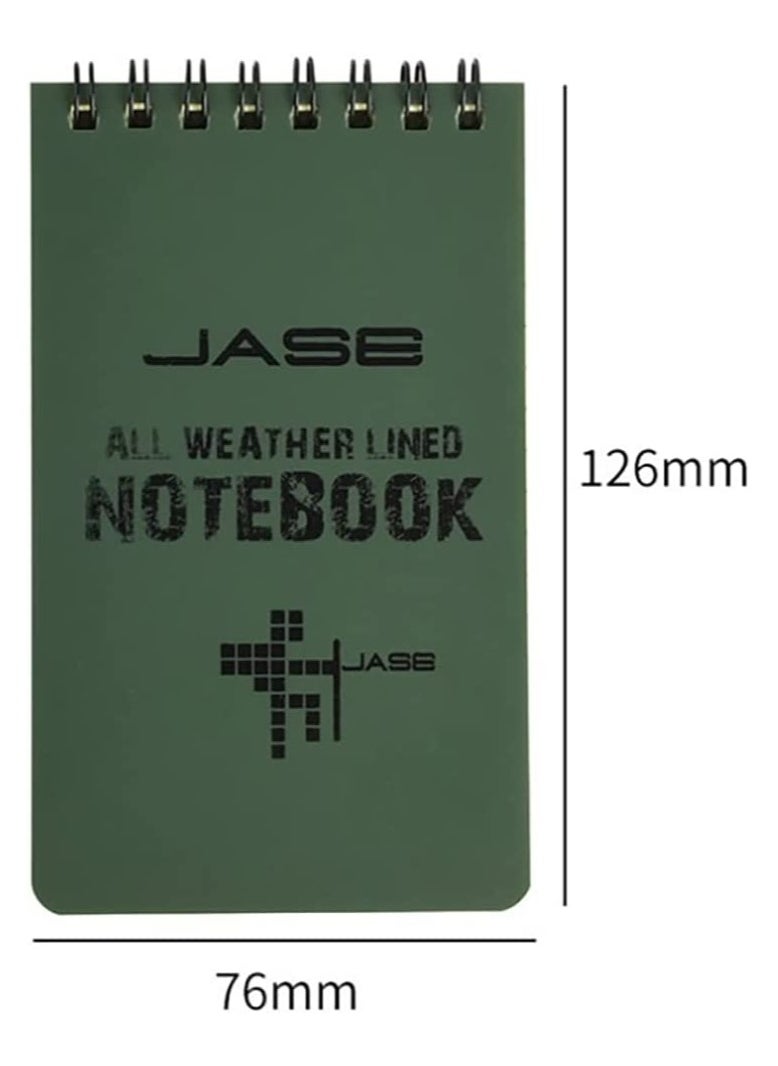 SYOSI - 5 Packs All Weather Shower Waterproof Notebook, Pocket Size Tactical Notepad Top Spiral Memo Notes Green Grid Paper Eye Protection for Outdoor Activities Recording 3.2 x 5.5 in - Image 1
