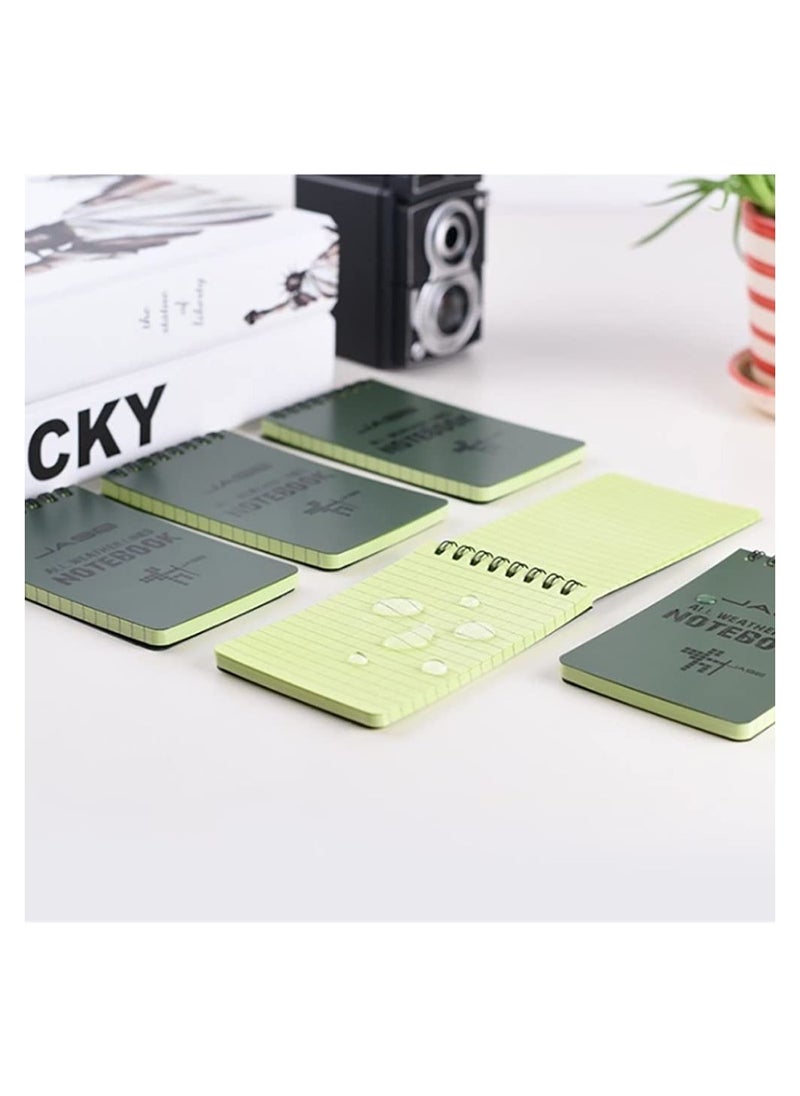 SYOSI - 5 Packs All Weather Shower Waterproof Notebook, Pocket Size Tactical Notepad Top Spiral Memo Notes Green Grid Paper Eye Protection for Outdoor Activities Recording 3.2 x 5.5 in - Image 1