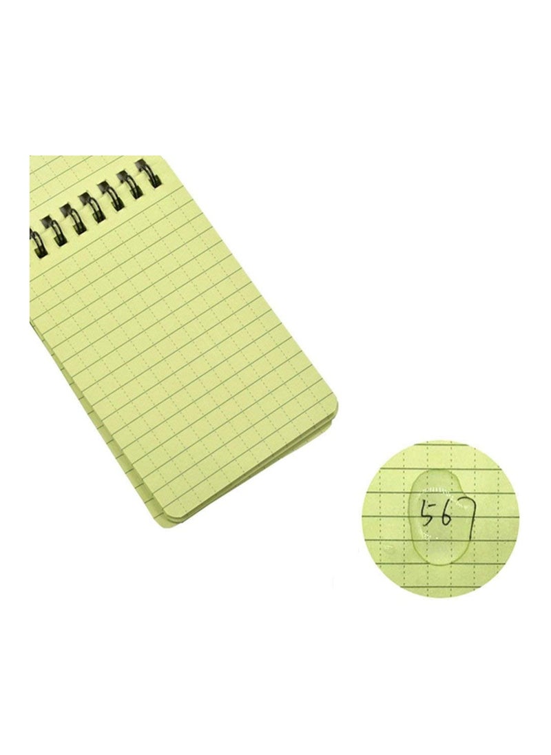 SYOSI - 5 Packs All Weather Shower Waterproof Notebook, Pocket Size Tactical Notepad Top Spiral Memo Notes Green Grid Paper Eye Protection for Outdoor Activities Recording 3.2 x 5.5 in - Image 1