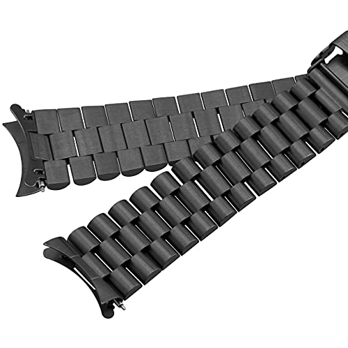 Kai Tian 22mm Stainless Steel Curved End Watch Band Metal Jubilee Watch Bravelet Replacement, Half-Moon 3 Beads Watch Bands Strap for Men Women Black - Image 4
