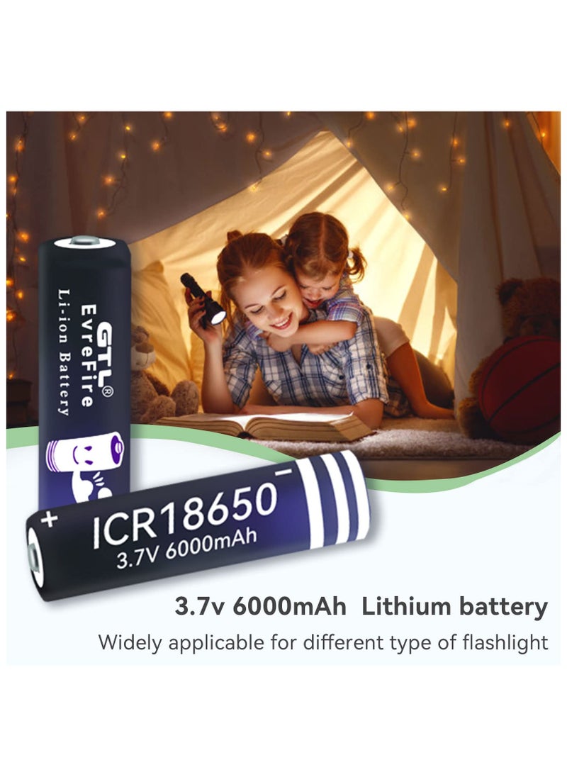 Generic - 6000mAh 18650 3.7V Button Top Battery High-capacity ICR18650 Lithium-Ion Rechargeable Battery for Headlight Flashlight Charging - Image 1