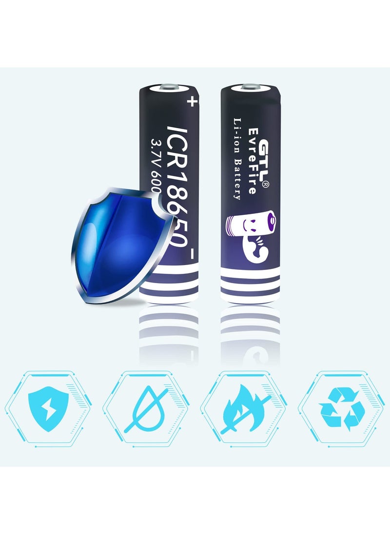 Generic - 6000mAh 18650 3.7V Button Top Battery High-capacity ICR18650 Lithium-Ion Rechargeable Battery for Headlight Flashlight Charging - Image 1