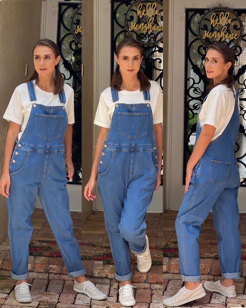 luvamia Flexclusive Women's Casual Adjustable Denim Bib Overalls Jeans Pants Trendy Loose Overall Jumpsuits Overalls for Women 2025 Classic Blue Size Large - Image 5