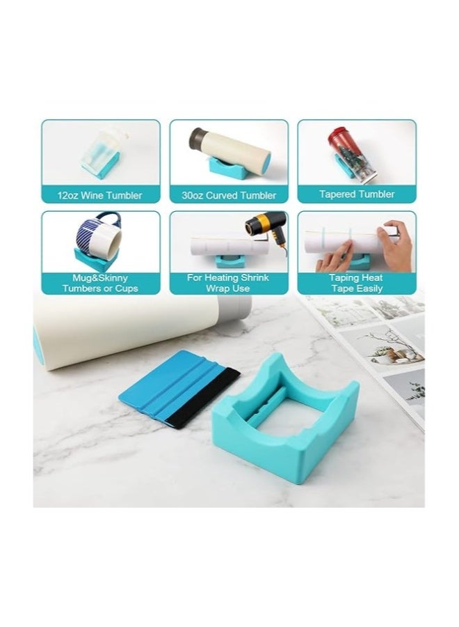 Small Silicone Cup Cradle for Crafting,Tumbler Holder with Built-in Slot and Felt Edge Squeegee, Use to Apply Vinyl Decals for Mug Beer Can and Glass Bottle, Anti-Skidding Display Tumbler Stand - Image 5