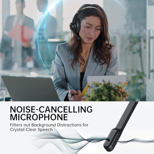 EKSA H8 USB Headset with Microphone for Work, Stereo Wired Computer Headphones with Mic Noise Cancelling, in Line Controls, 3.5mm Jack USB-C/A Over-Ear Headset for PC Laptop Office Call Center Teams - Image 3