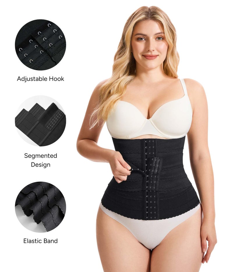 Nebility Waist Trainer for Women Corset Shapewear Tummy Control Segmented Waist Cincher Workout Girdle(Black, XXL) - Image 2