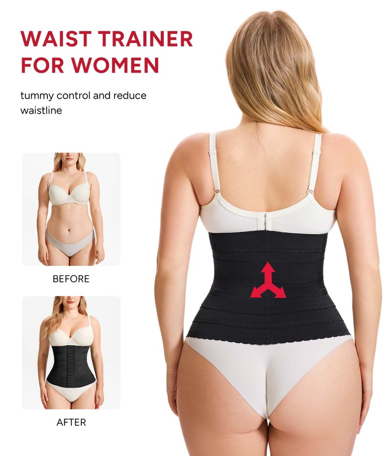 Nebility Waist Trainer for Women Corset Shapewear Tummy Control Segmented Waist Cincher Workout Girdle(Black, XXL) - Image 3