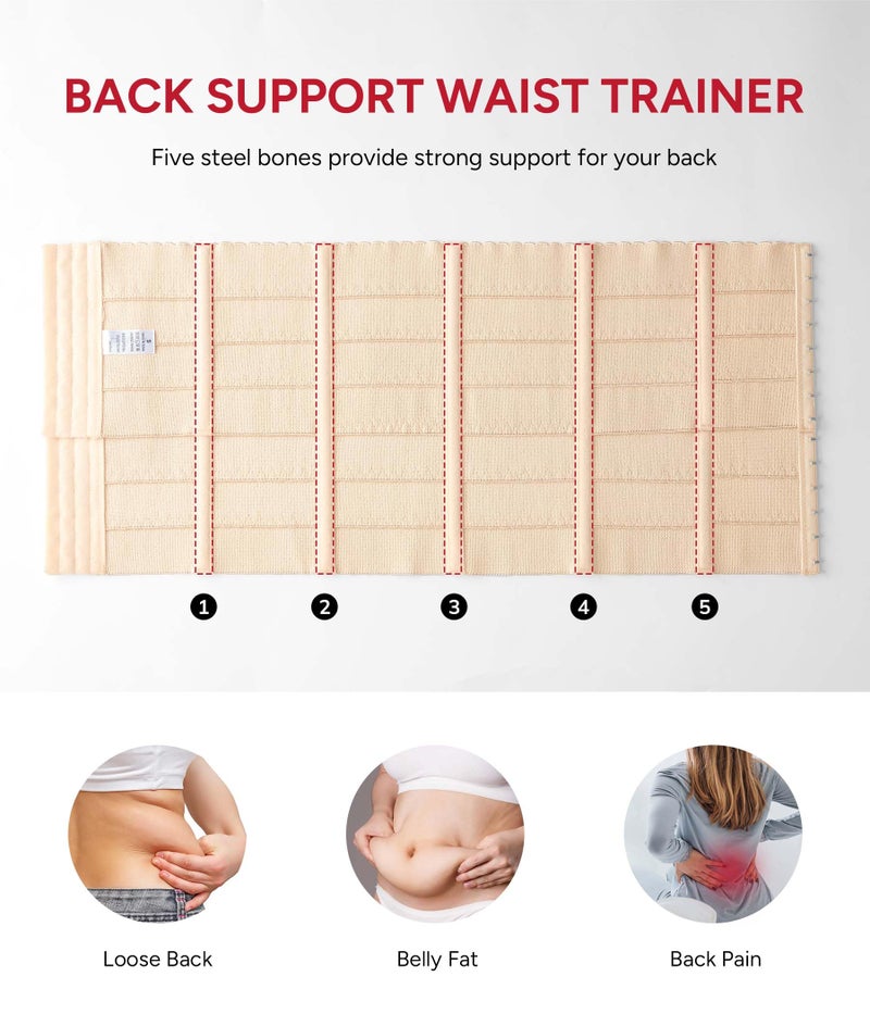 Nebility Waist Trainer for Women Corset Shapewear Tummy Control Segmented Waist Cincher Workout Girdle(Black, XXL) - Image 4