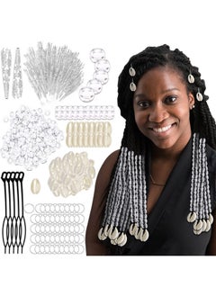 RechicGu 455 Pcs Locs Hair Jewelry Clear Beads Dreadlocks Accessories For Women Cornrow Braids Dreadlock Metal Clips Shell Pendant Charms Hair Decoration (Silver)  - Image 2