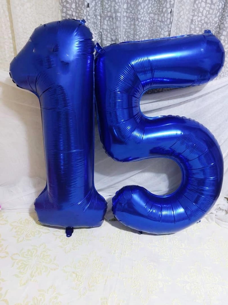 Mluchee 5 Balloon Numbers 40 Inch Blue Birthday Decorations for 5th Boys Girls, Self Inflating Big Navy Number Balloons for 15 25 35 50 Women Men Graduation Party Decor Supplies - Image 3