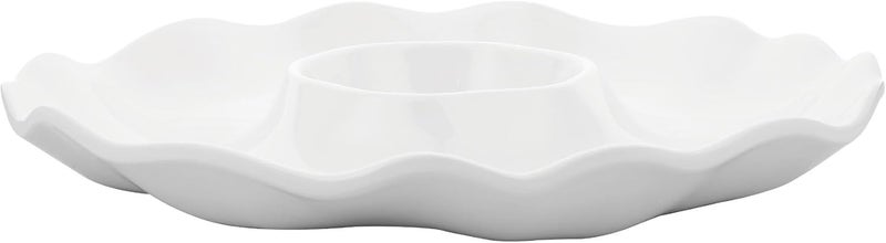 UP UPware Melamine Chip and Dip 16 Inch Serving Platter for Appetizers Chips Cheese Dessert Salad BPAFree Dishwasher Safe Chip  Dip Platter White - Image 1