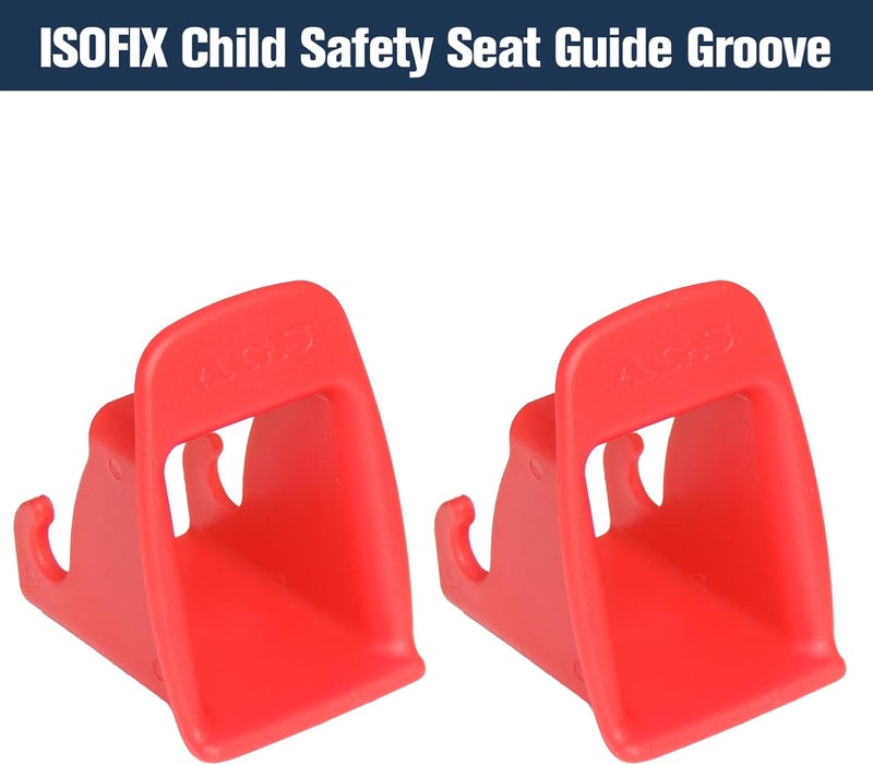 دليل تثبيت حزام واجهة ISOFIX، قطعتان من دليل تثبيت مشبك واجهة ISOFIX لمقعد السيارة، أخدود تثبيت ثابت، موصل حامل مقعد السيارة، أحمر صلب ومقاوم للتشوه - Image 2