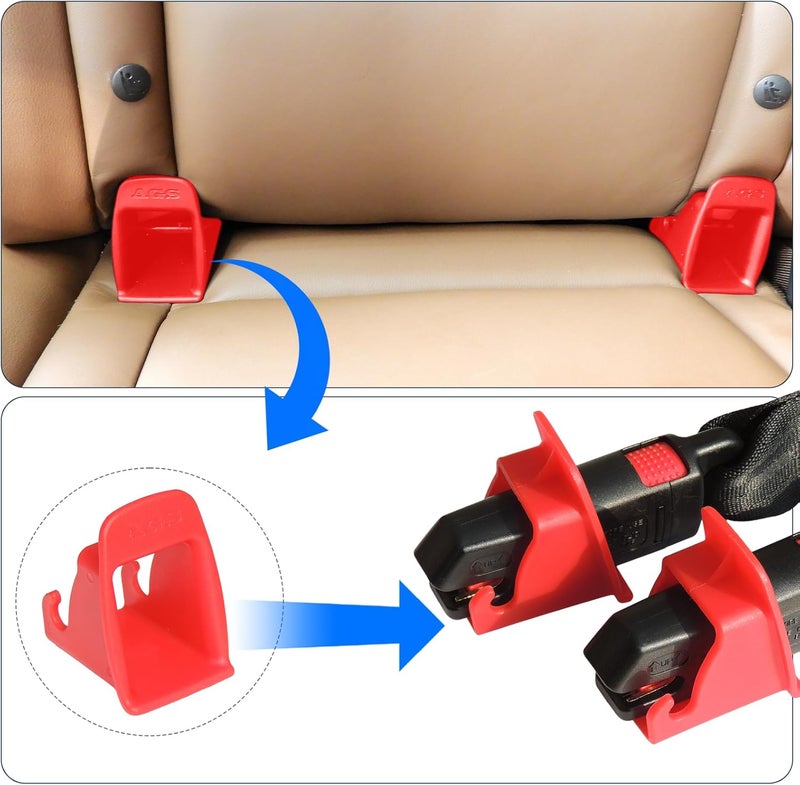 دليل تثبيت حزام واجهة ISOFIX، قطعتان من دليل تثبيت مشبك واجهة ISOFIX لمقعد السيارة، أخدود تثبيت ثابت، موصل حامل مقعد السيارة، أحمر صلب ومقاوم للتشوه - Image 3
