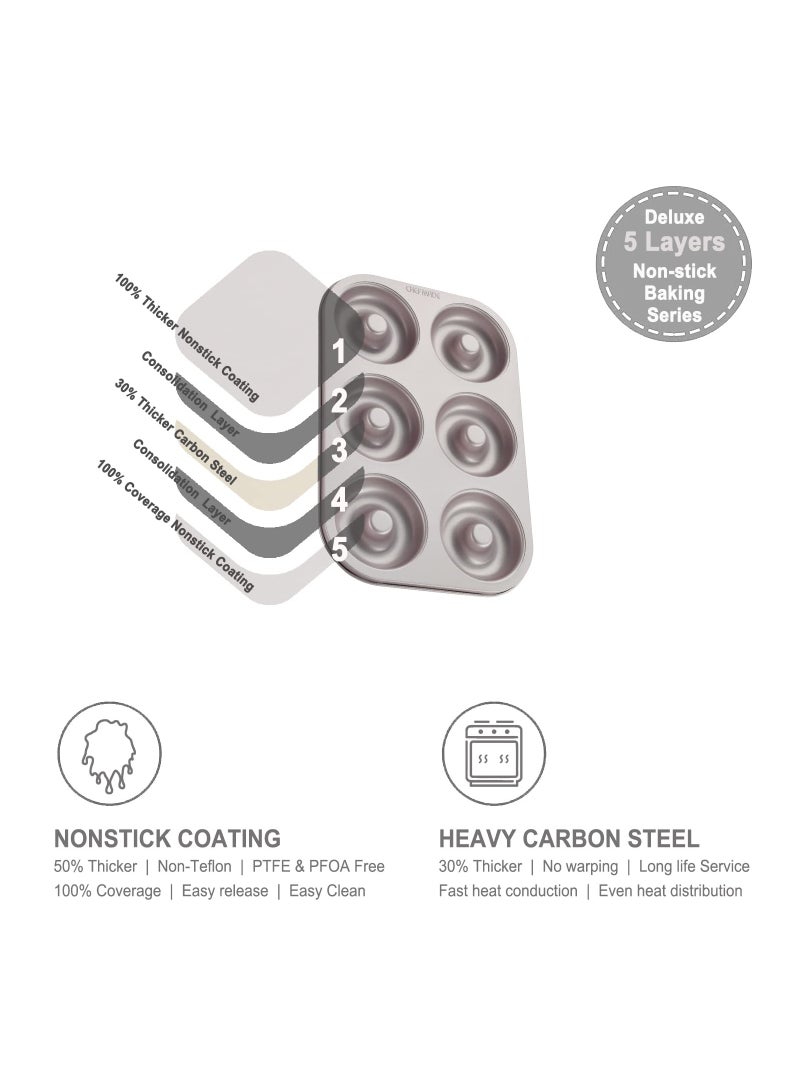 شيف ميد قالب دونات قالب كيك 6 تجاويف دائرية غير لاصقة أواني خبز الدونات - Image 3