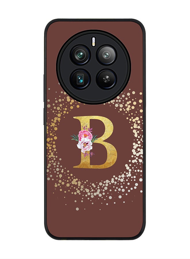 Stylizedd Rugged Black edge case for Realme 12 Pro / Realme 12 Pro Plus 5G, Slim fit Custom Monogram Initial Letter Floral Pattern Alphabet-B (Brown ) - Image 1