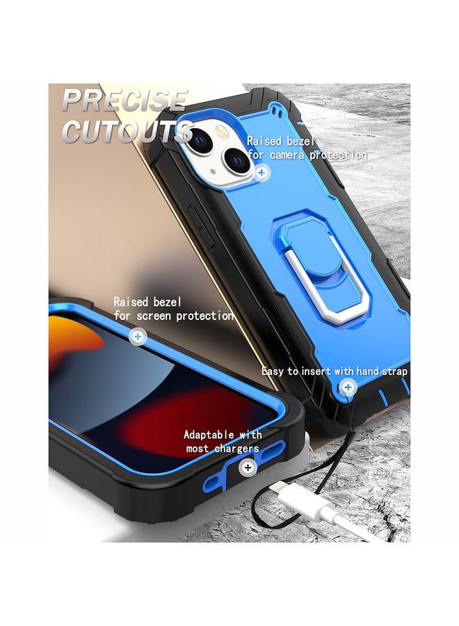 زبون جراب لهاتف iPhone 13 PC + جراب مطاطي مقاوم للصدمات بثلاث طبقات مع حامل دوار - Image 4