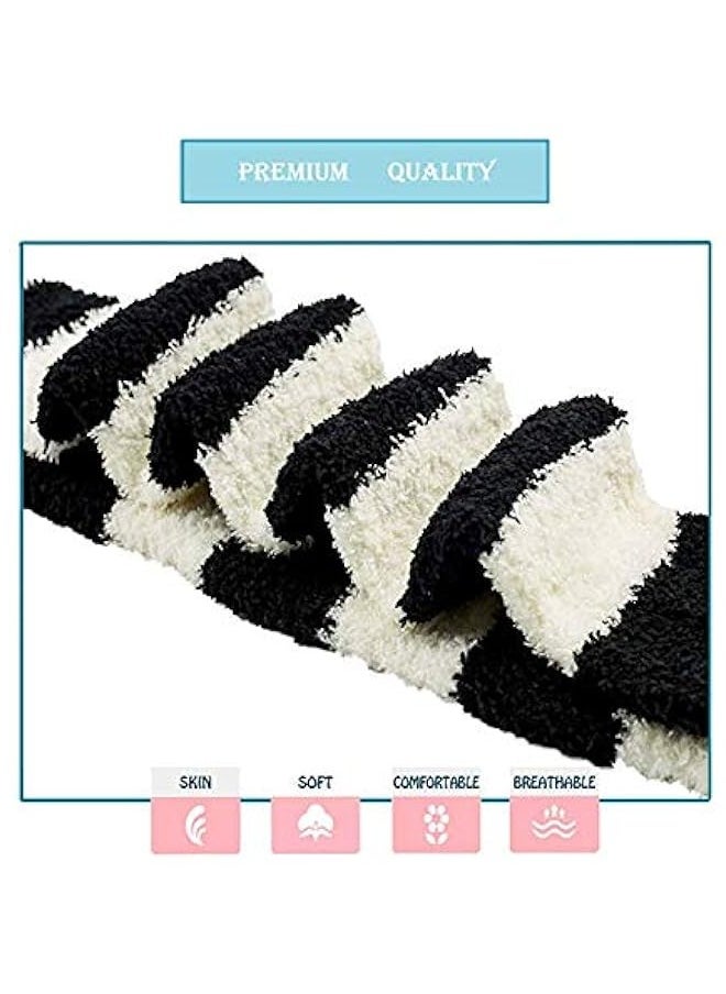 Generic - Womens Over Knee High Fuzzy Socks Cute Cartoon Thigh High Stockings Warm Stripe Leg Warmers - Image 1