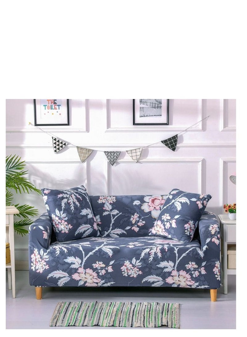 Y&D 2-Seater Exquisitely Floarl Designed Wrinkle-free Anti-slip 360-degree Full Coverage Sofa Slipcover Length Stretch From 145 To 185cm - Image 1