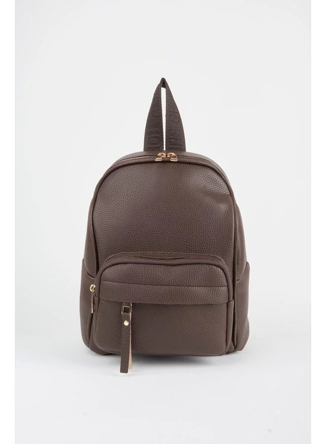 Women's Koala Dark Coffee 3-Compartment Soft Synthetic Leather Zipper Closure Travel & Daily Backpack.